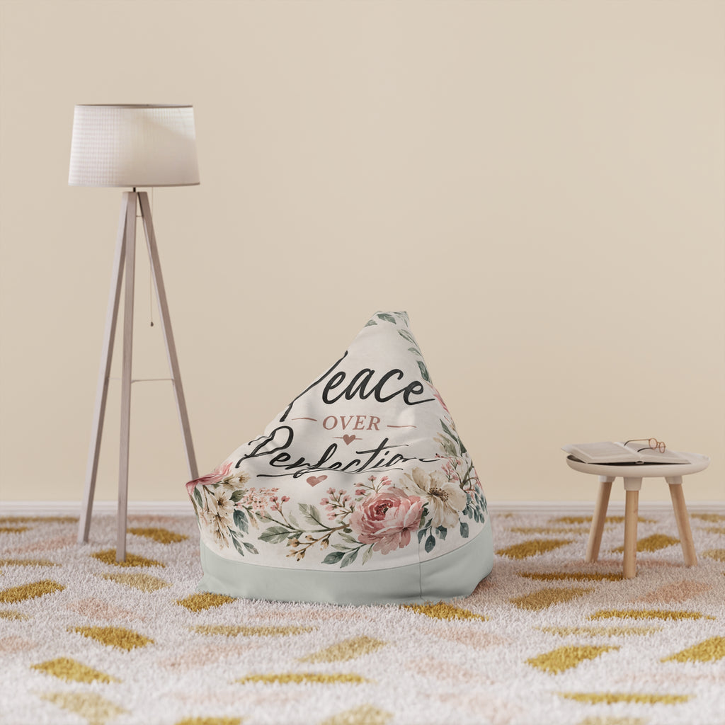 Floral Serenity Bean Bag Cover — Flower Lounge Chair Cover - Peace Over Perfection