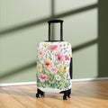 Floral Meadow Luggage Cover - Pink Wildflower Suitcase Protector