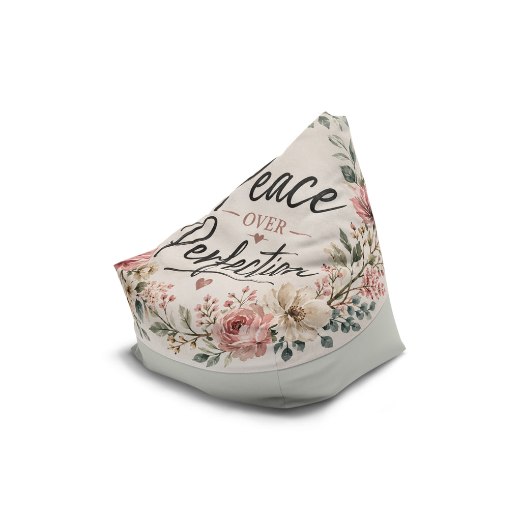 Floral Serenity Bean Bag Cover — Flower Lounge Chair Cover - Peace Over Perfection